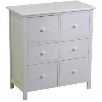 Mueble Eleonora Blanco con 3 Cajones + 3 Cajones, Dimensiones 60x30x65cm