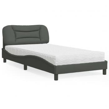 Cama con colchón 100x200 cm en tela gris oscuro Vidaxl