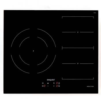 Placa FlexInducción Exquisit EKI 643F - 60 cm, 3 Zonas, PowerBooster, Detección de Cacerolas hasta 11 cm, 7.2 kW