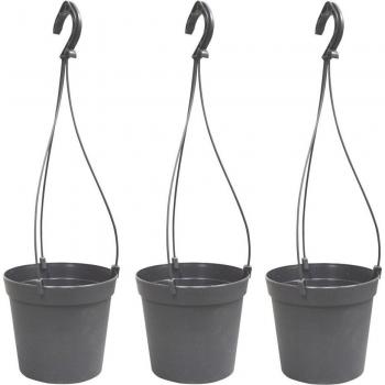 ArtPlast 3 macetas cilíndricas polipropileno gris