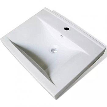 Lavabo Cerámico Forma Rectangular Blanco Agujero de Grifo 60x46cm