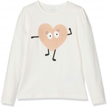 NAME IT Nmfoldina LS Top, Camisa Manga Larga para Niñas, Blanco