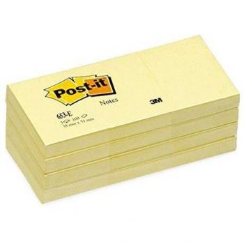 Post-It Notas Canary Yellow, Paquete de 12 Blocs de Notas, 100 Hojas por Bloc, 51x38 mm, Color Amarillo, Notas Adhesivas para Listas de Tareas y Recordatorios