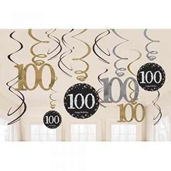 Amscan International – 9901739 oro celebración Kit de decoración de remolino de 100º