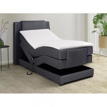 Pack boxspring con cabecero + somieres eléctricos articulados + colchones + sobrecolchón Castel de Palacio - 100x200 cm - Tela Antracita