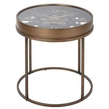 Mesita Auxiliar Esprit Negra y Dorada de Metal con Cristal 48 x 48 x 51 cm