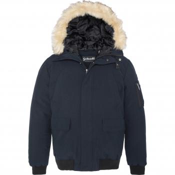 Schott NYC Keyburn Navy Blue Parka Jacket with Hood and Zipper
