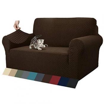 MAXIJIN, Las más Nuevas Fundas de sofá Jacquard de 2 plazas, Fundas Antideslizantes para el Asiento del Amor del Perro, Fundas Protectoras 2 Plaza, café Oscuro