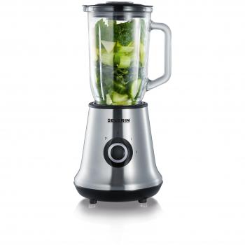 SEVERIN SM 3734 Batidora de vaso con recipiente de cristal, 500 W aproximadamente, 1 L, color acero inoxidable y negro