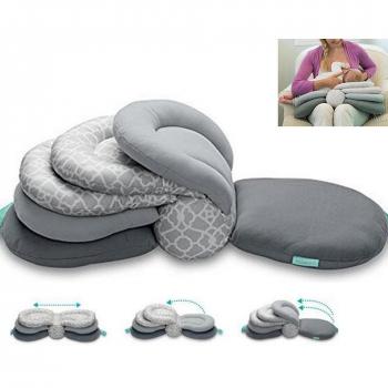 Almohadas para lactancia materna, altura ajustable, color gris