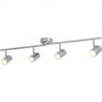 Rollo metal cromado spot bar 4 bombillas 13cm - Foco de techo LED Rollo, 4 luces, cromo