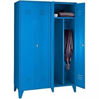 Taquilla de acero Certeo Wolf 516179 con 2 compartimentos altos y puertas de pared completa, color gris claro, ancho del compartimento 1200 mm