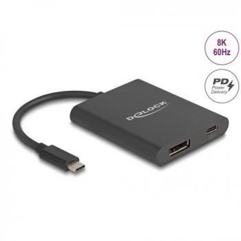Adaptador USB-C a DisplayPort 8K con HDR y Power Delivery 60W - 13 cm - Negro