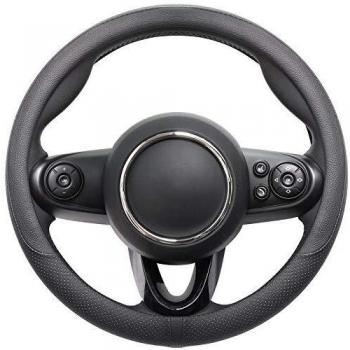 COFIT Cubierta de Volante de Cuero Transpirable y Antideslizante de Microfibra de Cuero S 35.5-36cm Negro