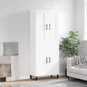 Aparador alto de madera contrachapada blanco 69,5x34x180 cm