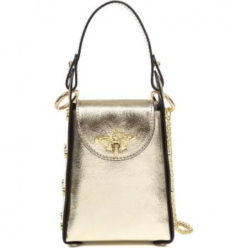 Bolso de Mano Alviano en Piel Auténtica Gamuza Lacada Brillante - Hecho en Italia