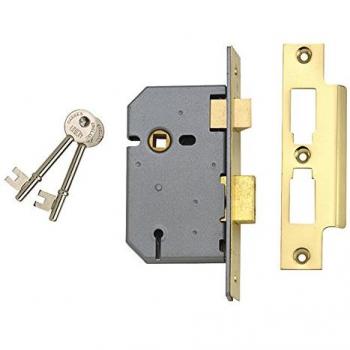 Union Locks 2277 3 Lever Mortice Sash Lock 77.5mm - Polished Brass
