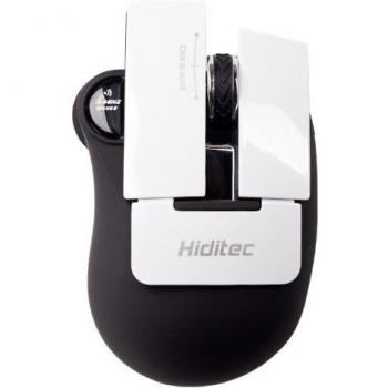 Hiditec Piano - Ratón Inalámbrico Óptico, Compacto con Nano Receptor USB, 1200dpi, Color Blanco y Negro
