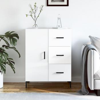 Aparador de madera de ingeniería 69,5x34x90 cm - Mueble de Almacenaje de Salón, Buffet para salón, Armario Auxiliar, Armario de Almacenamiento en color blanco brillante