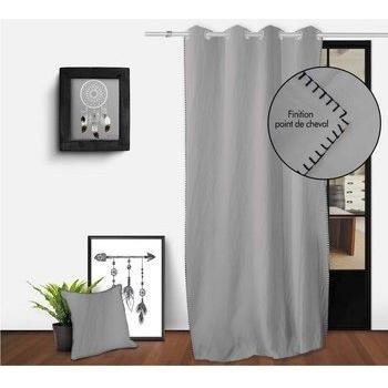 Cortinas de Ocre SPIRIT en Gris - 135 x 250 cm, con ojales y algodón lavado