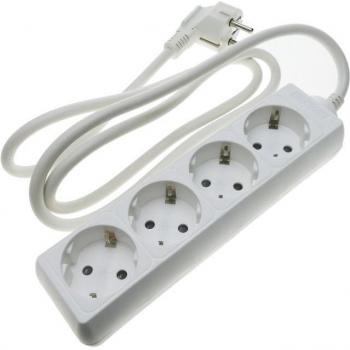 Regleta de enchufes 4 schuko 16A 230V blanca con cable de 1.5m - BeMatik