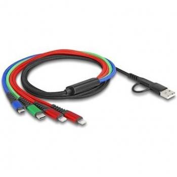 Cable de carga Delock 4 en 1 USB-A + USB-C a 2 x Lightning / Micro USB, 1.2 m
