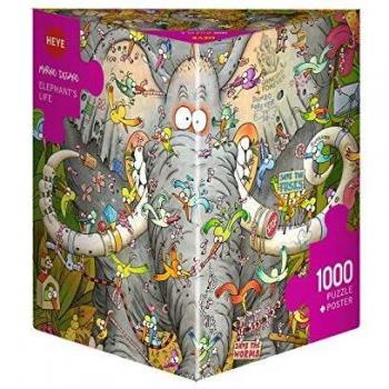Puzzle Heye Vida del Elefante, 1000 Piezas, Caja Triangular