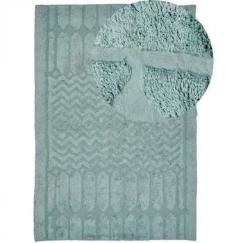 Alfombra de Algodón Verde Menta 160 x 230 cm Geométrica Tufted Shaggy Woven