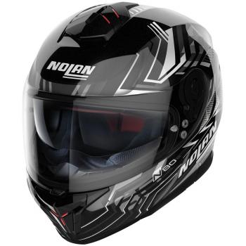 Casco Integral Nolan N80-8 Turbolence N-Com - Negro Gris Plata (L)