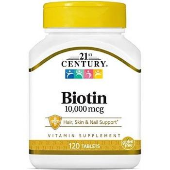 21st Century Biotin 10,000 mcg Tablets, 120 Count