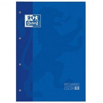 Recambio Oxford School A4+ 80 Hojas 90g Cuadriculado 5x5 con Margen 4 Taladros Color Azul Marino Pack de 5
