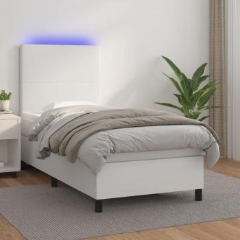 Cama solar suave con colchón y LED blanco 80x200 cm cuero sintético