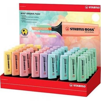 Rotulador stabilo boss fluorescente 70 pastel expositor de 45 unidades colores surtidos