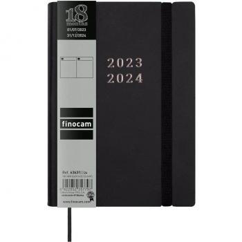 Agenda Finocam Mara 18 Meses Julio 2023-Diciembre 2024 Tapa Flexible Negro 120x170mm Un Día por Página Multilingüe