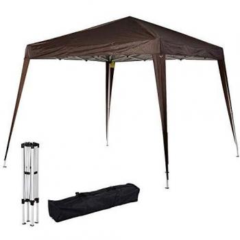 Tienda de Jardín Pop-up Plegable 2,4x2,4 m Acero Poliéster Impermeabilizado Anti UV con Sacó de Transporte Chocolate