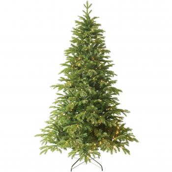 Forever Green Premium 958804 Anson árbol de Navidad artificial, PVC plus PE, H 150 x D 109 cm incluye 192 LED luces, 1,025 puntas, soporte metálico, verde