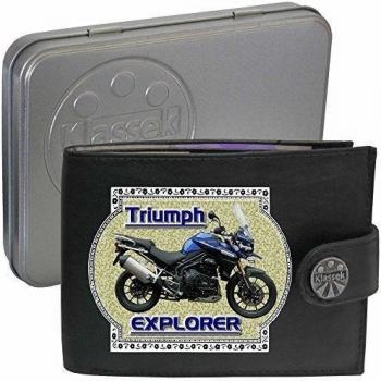 TRIUMPH EXPLORER 1215 Motocicleta Accesorio Regalo Klassek Billetera Cartera para hombre de cuero auténtico