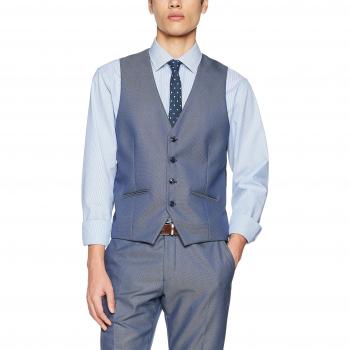 SELECTED HOMME Shdone-Maze M Struct. Waistcoat, Chaleco para Hombre, Azul