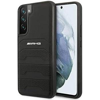 Funda de teléfono de cuero estampado Ferrari para iPhone 14 6,1 negra y Funda de cuero perforada Mercedes AMG para Samsung S22 Plus