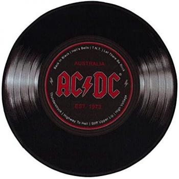 AC/DC Z870815 50 Alfombra Redonda de Disco de Vinilo, Negro, diámetro 50 cm