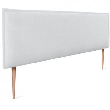 Cabecero Tapizado de Lino Natural Blanco con Ribete y Patas 145x105cm para Camas 120/135/140 cm