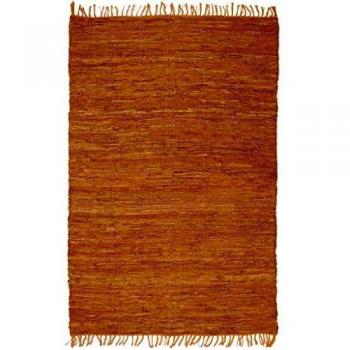 vidaXL Alfombra Tejida a Mano Chindi Cuero 80x160cm Canela Decoración Hogar