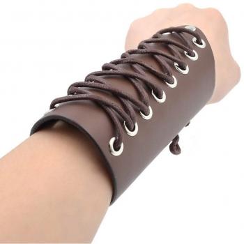 YNuth Pulsera de Brazalete de Cuero con Cordones para Ajustar el Tamaño de Color Café