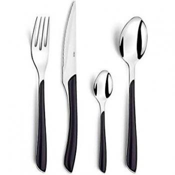 Amefa S24 Cubierto INOX+ABS Negro ECLAT Cubertería 24 Piezas, Acero Inoxidable