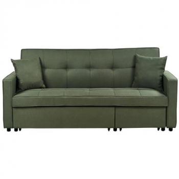 Sofá cama moderno 3 plazas verde Glomma con tela de poliéster y cojines extra convertible