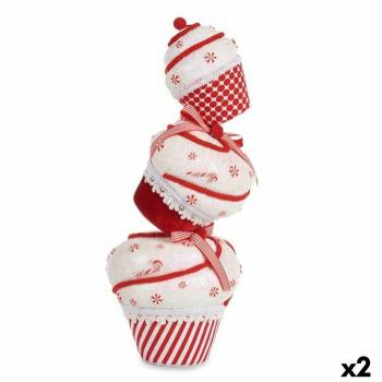 Figura Decorativa Torre Pastel Blanco Rojo Poliestireno 20 X 50 X 20 Cm (2 Unidades) - Diseño Único