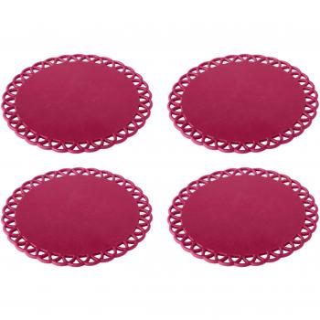 Vigar Maid Pack de Posavasos Acero y Silicona Granate 11.5x11.5x0.25 cm pack de 4