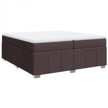 Cama box spring con colchón de tela marrón oscuro 200x200 cm