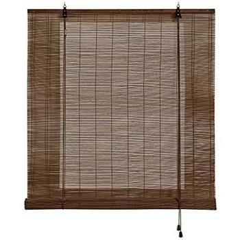 Estor Enrollable de Bambú Natural Marrón Oscuro, 150 x 250 cm - Protección Solar y Privacidad para Interior y Exterior