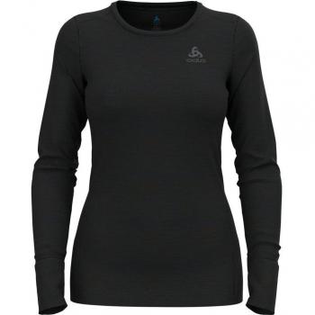 Camiseta térmica de mujer Odlo Natural Merino 200 Crew Neck de manga larga en color negro mate